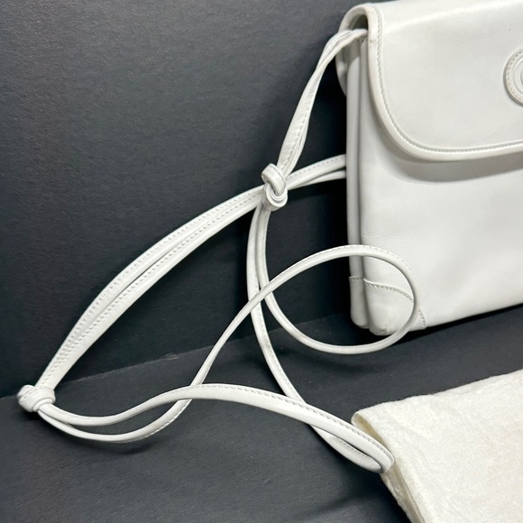 Gucci Purse Shoulder Bag Italian Leather Square White Gold Vintage With Dustbag - Picture 5 of 17